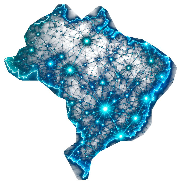 Mapa tecnológico do Brasil com pontos de conexão
